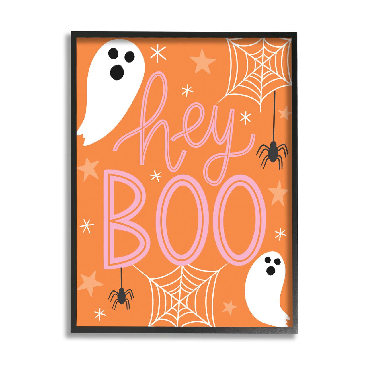 Stupell Industries Hey Boo Orange Halloween Ghosts Framed Giclee Art